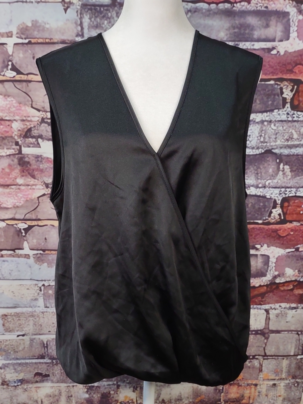 Joie Black Satin V-Neck Wrap Camisole